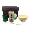 Okadaen Tea Ceremony Practice Set Design with Cherry Blossom and Maple Chasen Matcha Tea Boxed (Tea Bowl/Unkin Leaves, Chasen, Chashaku, Strainer,