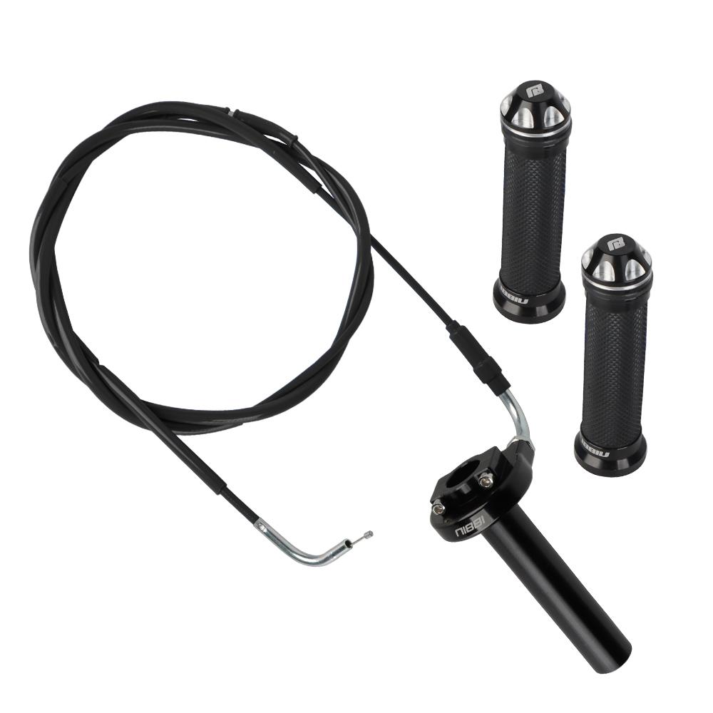 NIBBI Motorcycle Handle CNC Throttle Twist Grips Handguards 180cm Throttle Cable Accelerator Set for GY6 Engine Scooter DirtBike