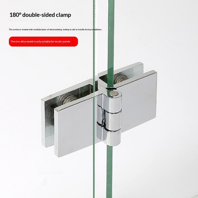 Zinc Alloy Glass Door Hinge No Drilling Required Sturdy Structure Perfect For Cabinet Showcase Wine Rack Glass Doors
