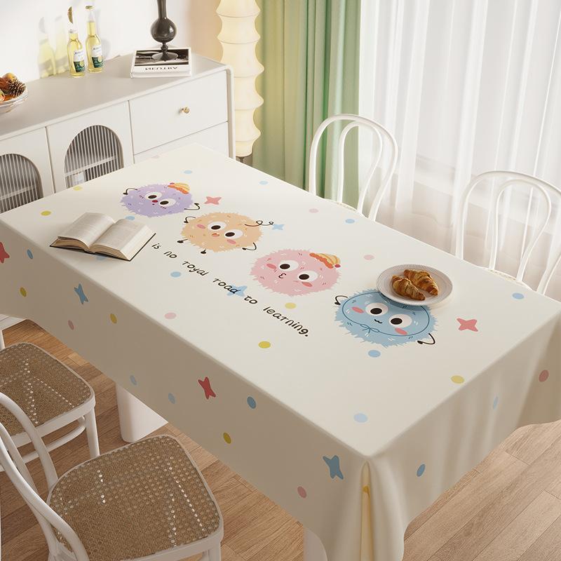 Rectangle Dining Table Tablecloth Waterproof And Oil-Proof Leave-In Cartoon Cute Wind Coffee Table Tablecloth Dining Table Cover