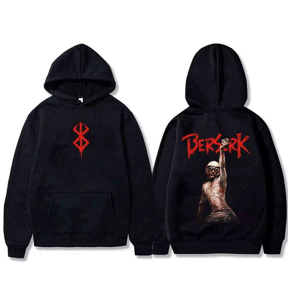 Anime Berserk Guts Hoodie Retro Manga Skull Knight Gatsu Griffith Zodd Sweatshirt Men's Fleece Hoodies