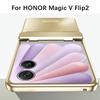 For Honor Magic V Flip 2 Case Electroplating Hard PC Protective Phone Cover with Screen Protector