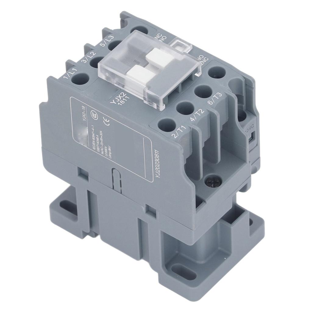 AC Contactor 3 Pole 1NO 1NC 18A Rail Mount Silver Contact Low Voltage Motor Controller 220V
