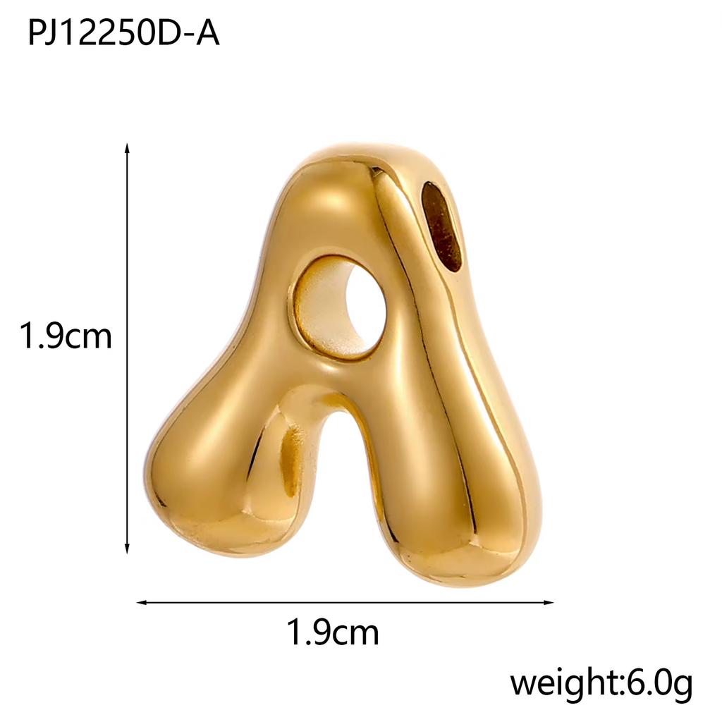 CARLIDANA Initial Stainless Steel Women Gold Plated Bubble Balloon Letter Personalized Round Snake Chain Chunky Necklace