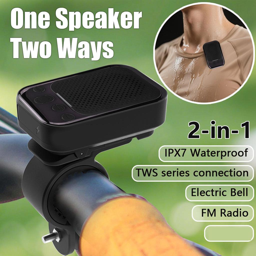 Sxhlseller Wearable Bluetooth Speaker, Portable Speaker with Built-in Clamp, 3W HD Sound, IPX7 Waterproof, Magnetic Mount, 5.4" Speed, for Cycling, Gy