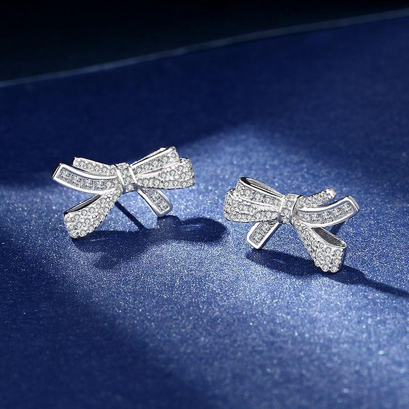

Full Diamond Bow Earrings Women s Light Luxury Personality Temperament Earrings Premium Sense Delicate Ear Jewelry