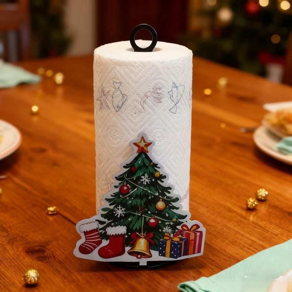 Cat Dog Christmas Tissue Holder Wooden Vertical Napkins Rack Tissue Storage Rack  Countertop