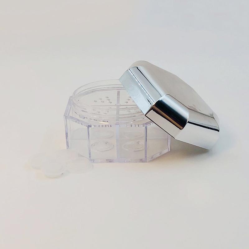 

Прозрачная восьмиугольная четырехсетчатая коробка для пудры, пустая коробка, упаковочная сетка «сделай сам», сито, упаковочный контейнер, коробка для пудры, косметический чехол