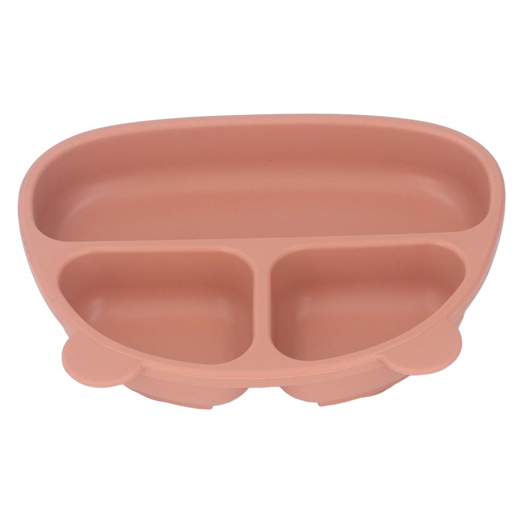 Toddler Soft Silicone Plate Home Dining Room Cute Cartoon Bear Shaped Baby Suction Plate for Snacks Fruit Orange Single Plate