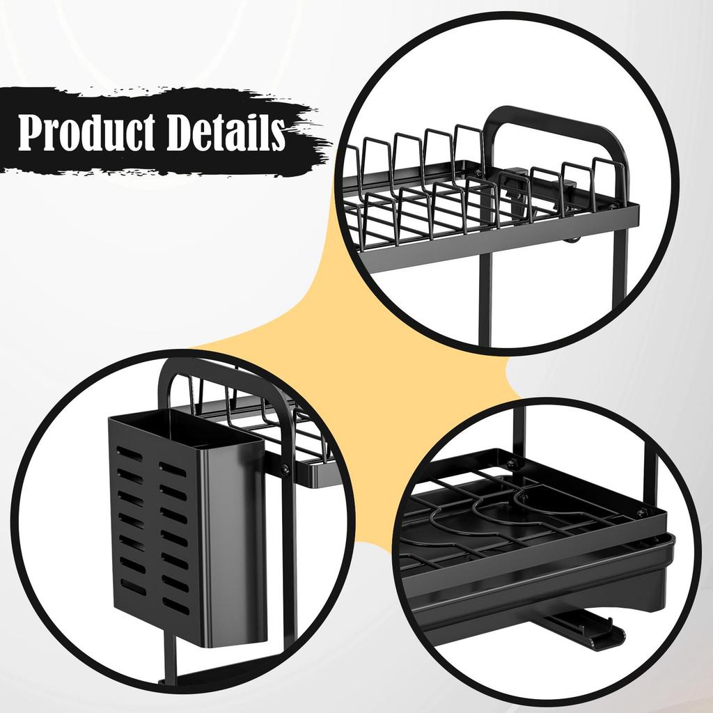 Dish Drying Rack Solid Utensil Holder Dish Drainer for Plates Cups Home Decor Sturdy