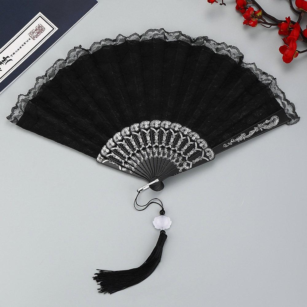 Lace Design Folding Fan Floral Pattern Handheld Fan Vintage Lace Hand Fan Party