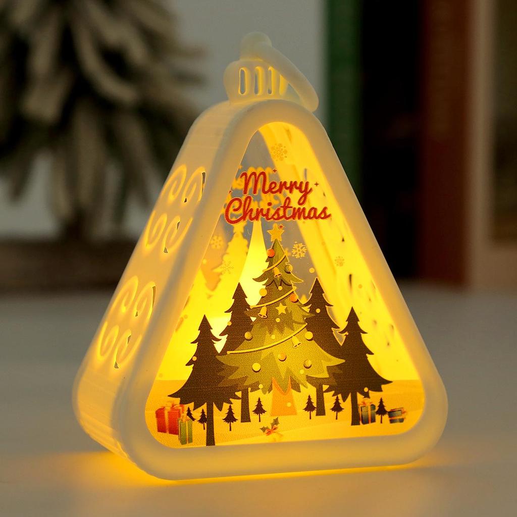 Vintage Christmas Lantern Night Light: Glowing Window & Desktop Ornament