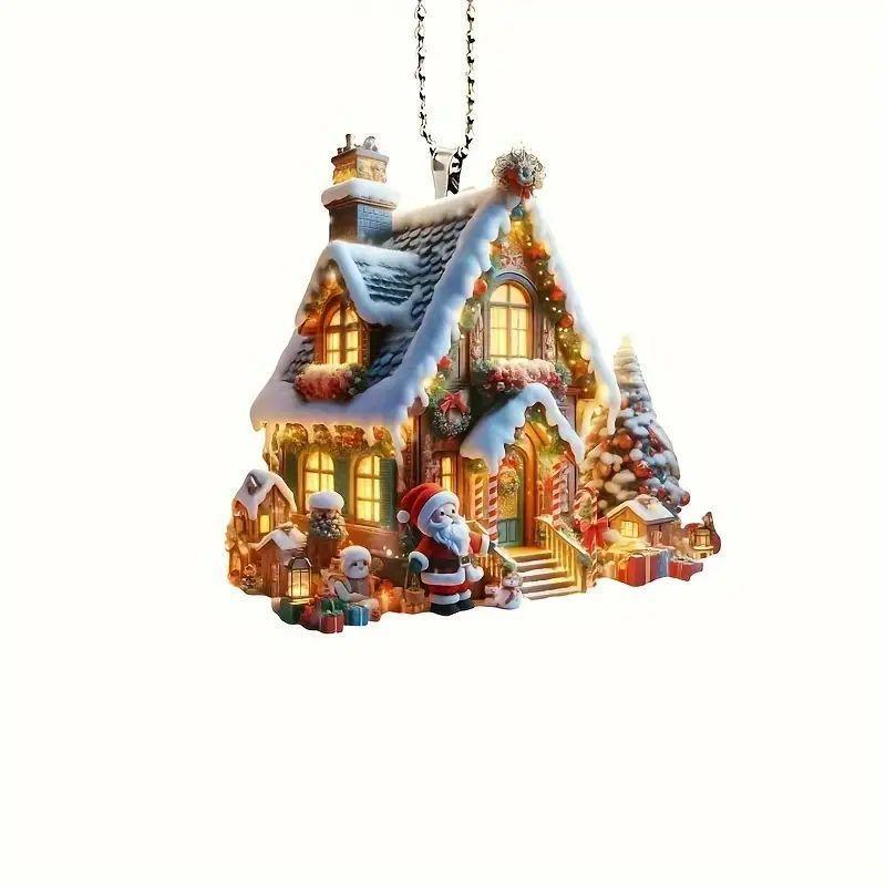 Christmas House Pendant 2D Acrylic Flat Hanging Ornament for Xmas Tree Christmas Decorations 2025 New Year Gift Home Decor