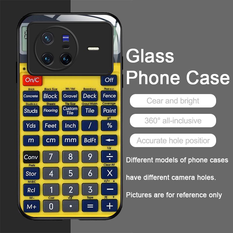Funny Digital Calculator Pattern Tempered Glass Phone Case for OPPO Reno 13 F 12 11 10 Pro Plus Find X8 X3 Lite A58 A78 5G Cover