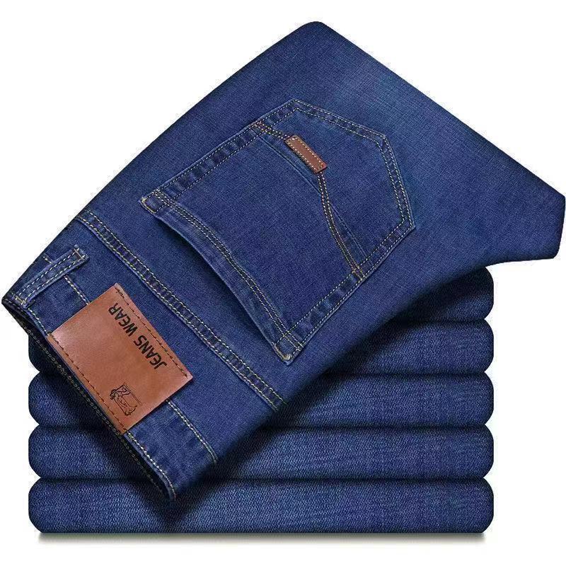 Men's Thermal Straight-Leg Jeans with Warm Padded Lining for Business and Casual Wear
