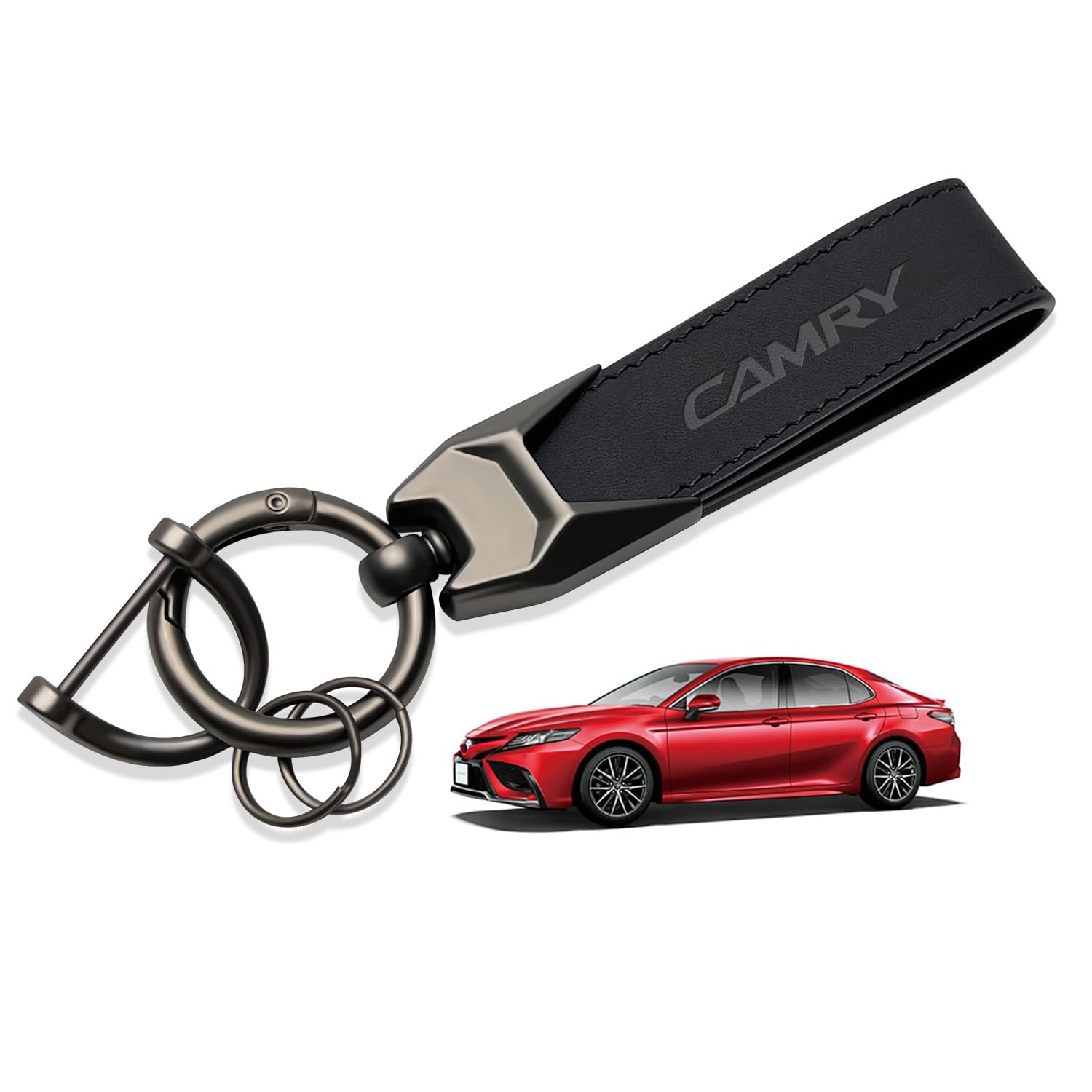 

MiJuduo Совместим с Toyota Camry CAMRY 70 Серии 75 Серии Натуральная Кожа Держатель для Ключей Кольцо для Ключей Брелок Логотип Автомобиля Тиснение Карабин Ремешок чёрный