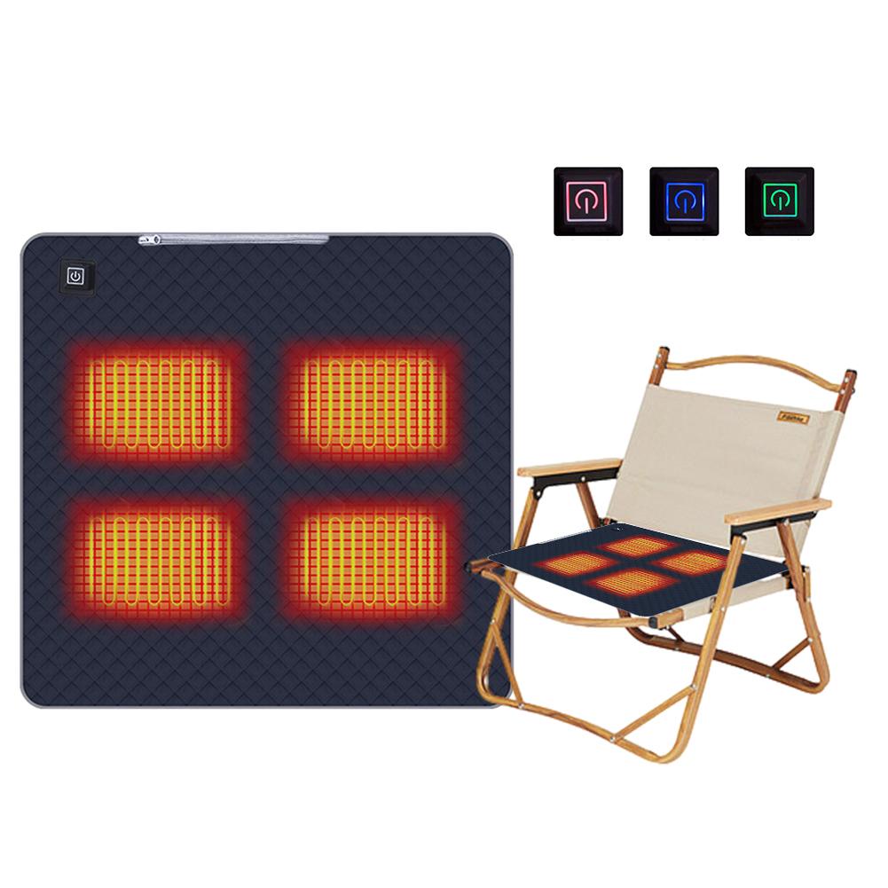 

4 Зоны Подогрева Складной Стул для Кемпинга Подогреваемая Подушка Утолщенный Нагреватель Теплая Подкладка для Зимы Путешествий на Открытом Воздухе Греющая Подкладка Подогреваемая Подушка Коврик