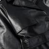 European and American Women's Faux Leather Fashion Trench Coat Jacket