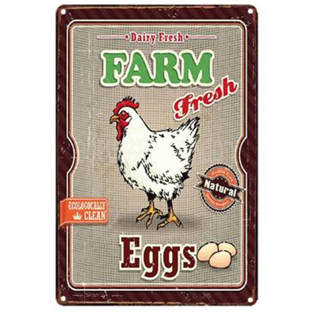 Farm Fresh Eggs Metal Tinplate Sign Poster Chicken Egg Shabby Chic Tin Signs Metal Plate 20x30cm