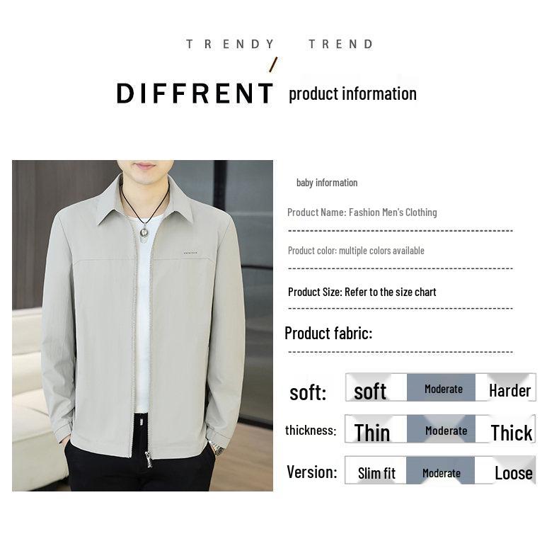 2026 Spring/Autumn Men's Lapel Lightweight Jacket: Versatile Mid to Young Fashion Outerwear with a High-end Feel