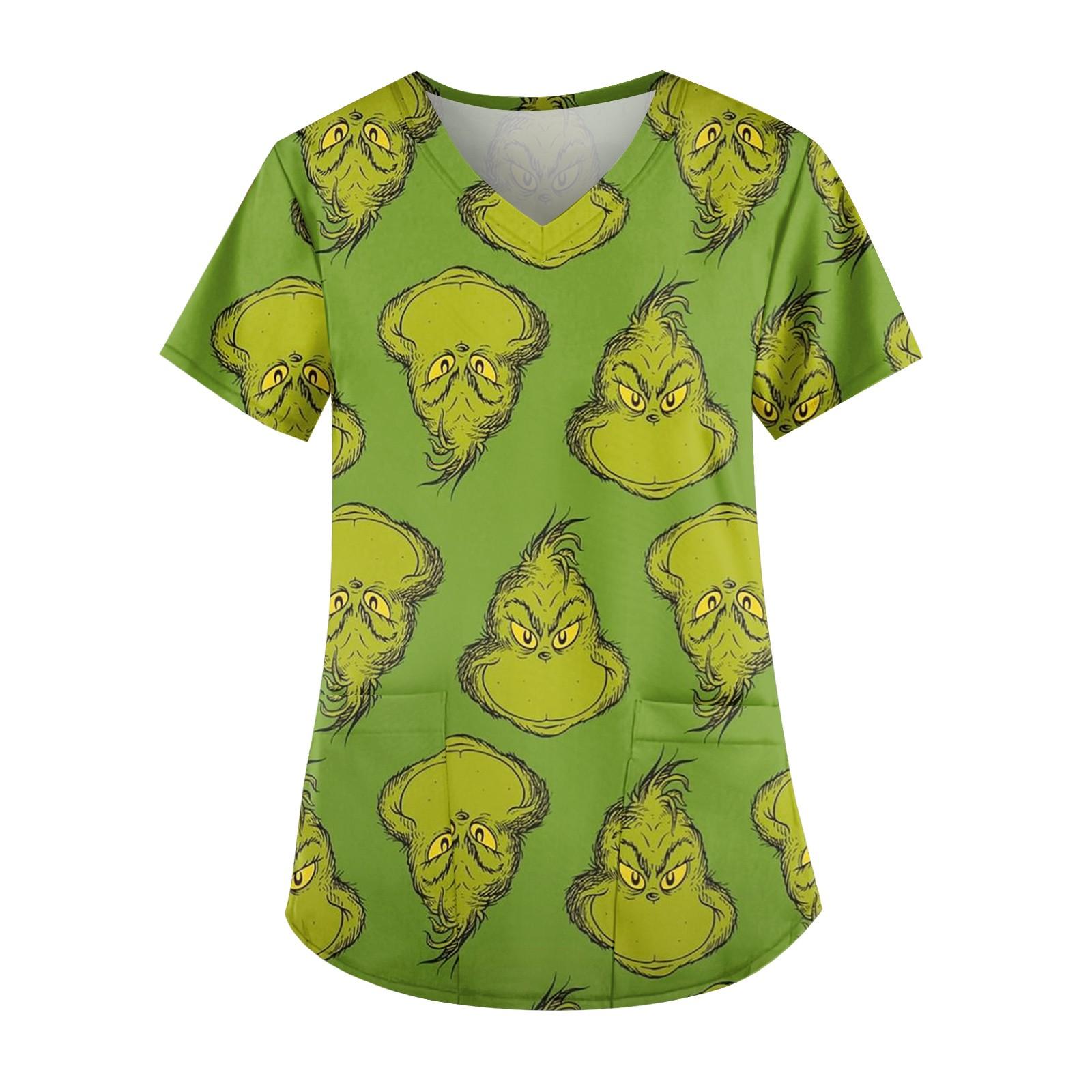 

Плюс Размер Печатный Рабочий Униформа Топы Для Женщин Крест V-образный вырез Печати Короткий Рукав Забавные Футболки Рабочая Одежда Футболка С Карманами L