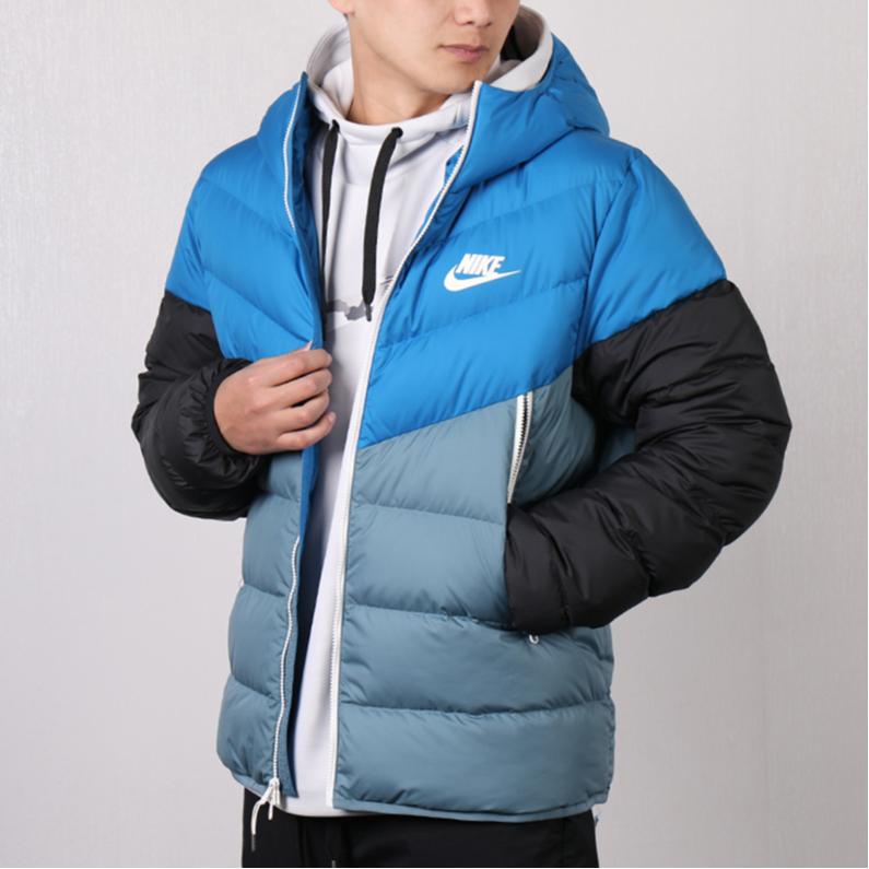 Nike Windrunner Down Fill Hooded Jacket Men Outerwear Blue Black 928834-486