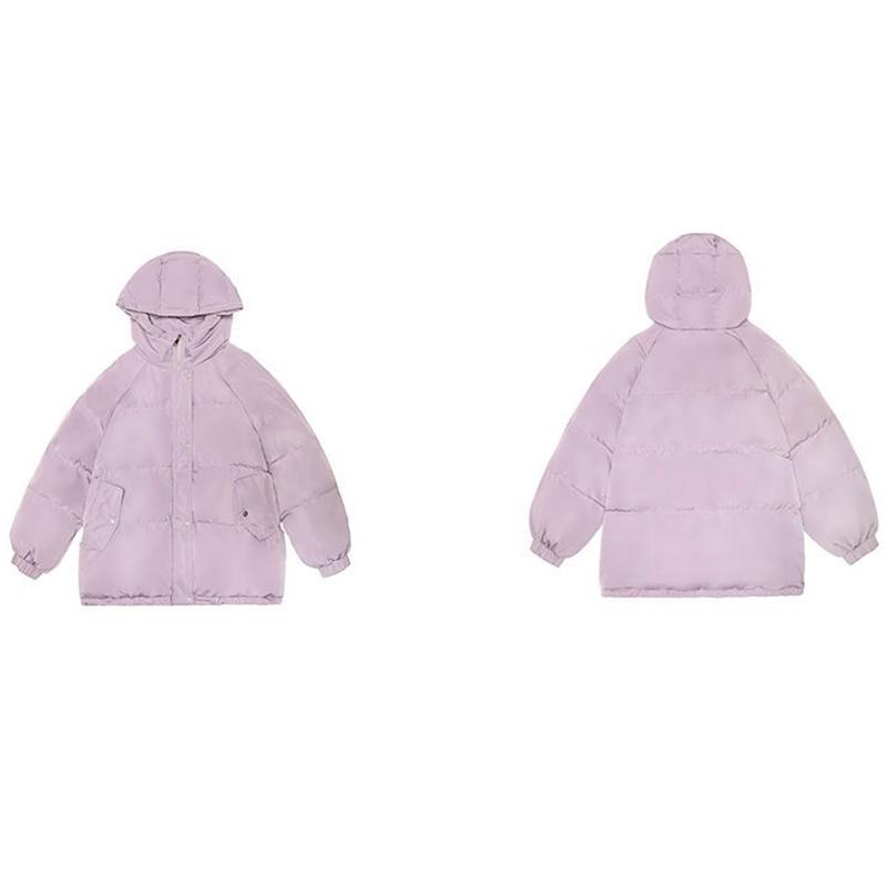 Jachetă de iarnă din bumbac cu glugă pentru femei Parka scurtă, haina caldă, rezistentă la vânt, jachetă îngroșată de puf, culoare solidă