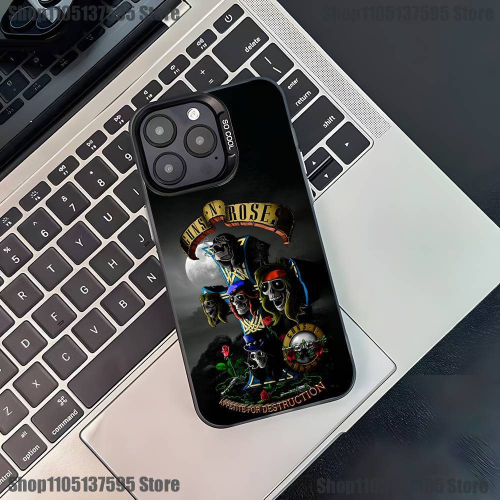 Band G-Guns N Roses Phone Case For iPhone 17,16,15,14,13,12,11,Pro,XS,Max,Plus,Mini,SE Black Candy Matte Shockproof Cover