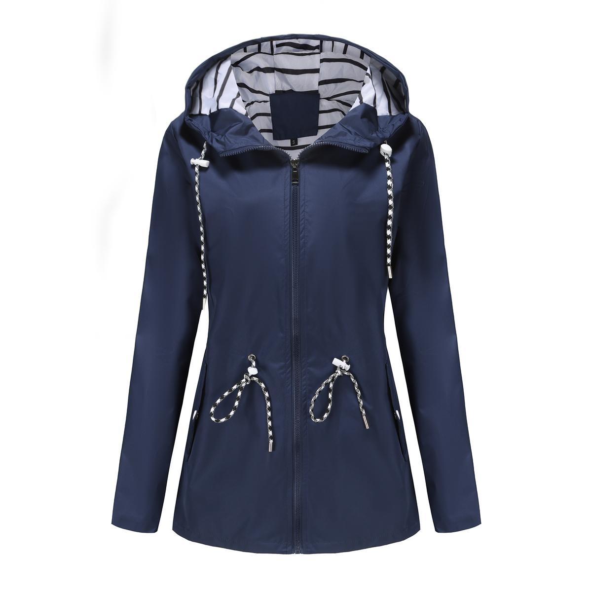 Rain Coats For Women Women's Striped Lined Rain Jacket