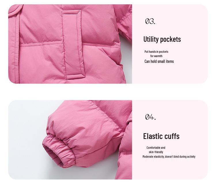 Girls' Winter 2025 Mid-Length Down Jacket - Fashionable Thickened White Duck Down Coat for Baby Girls