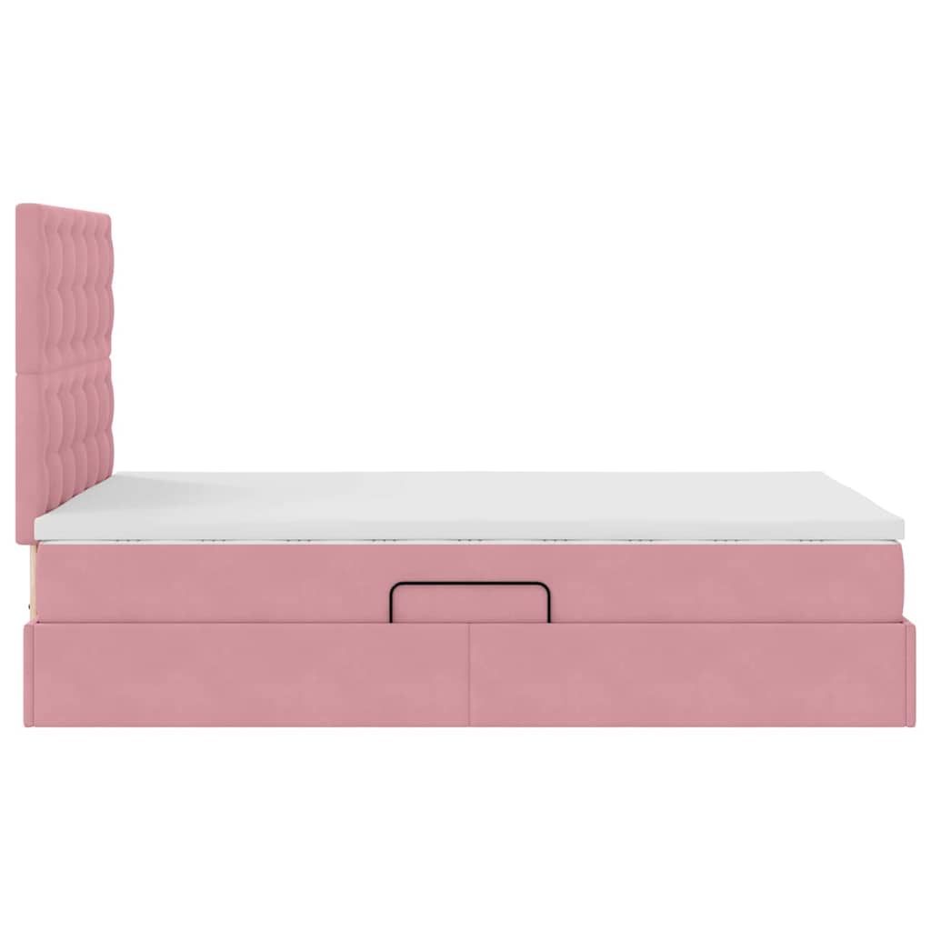 Storage Bed with Mattress Pink 120 x 200 cm Velvet