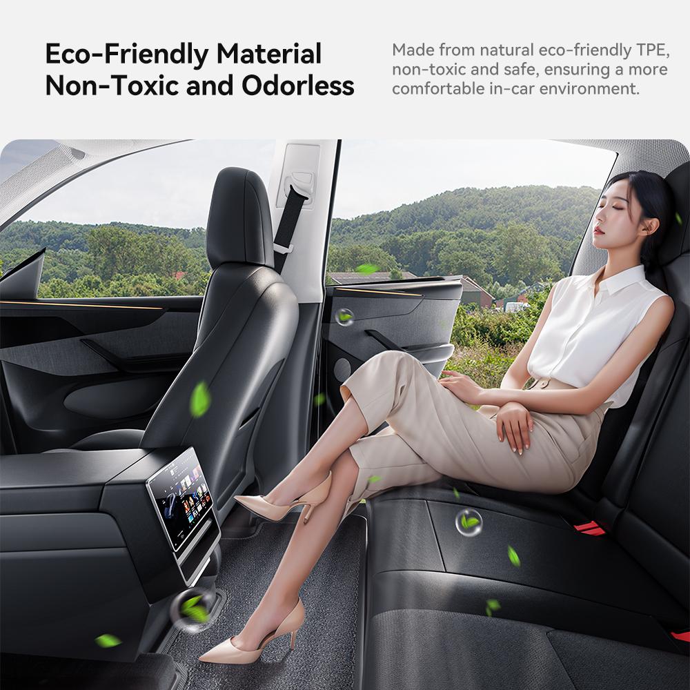 YZ for Tesla Model Y Juniper 2026 Floor Mats with Door Sill Protection Strips All-weather Floor Liner Cargo Mat Trunk Backrest
