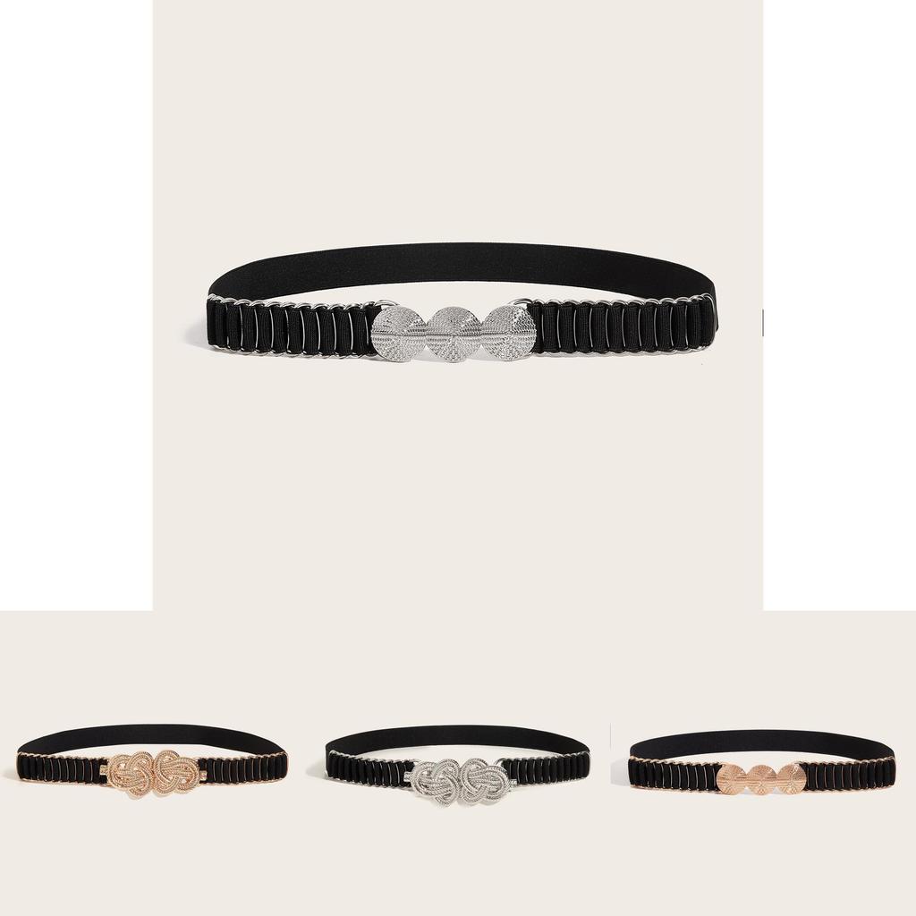 Ladies Metallic Waist Belt With Snap Button Closure For Dresses And Casual Wear