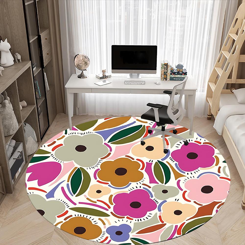 1pc Floral Pattern Chair Carpet for Office, Non slip, Soft and Durable Office Rug for Interior Decoration