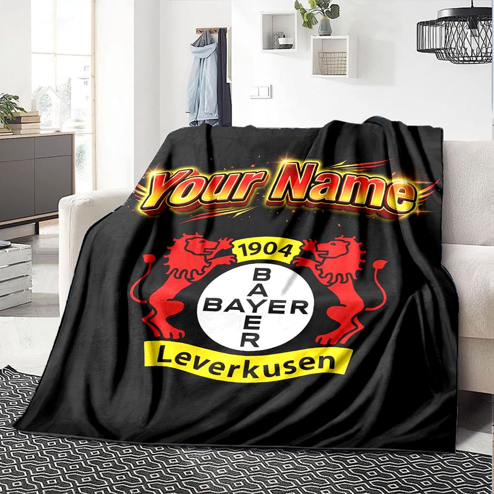 1pc Personalized Name Bayer Leverkusen Blanket, Gift, for Men and Women, Soft Blanket, Good for Sofa Bed Couch Travel, Lightweight Flannel Blanket