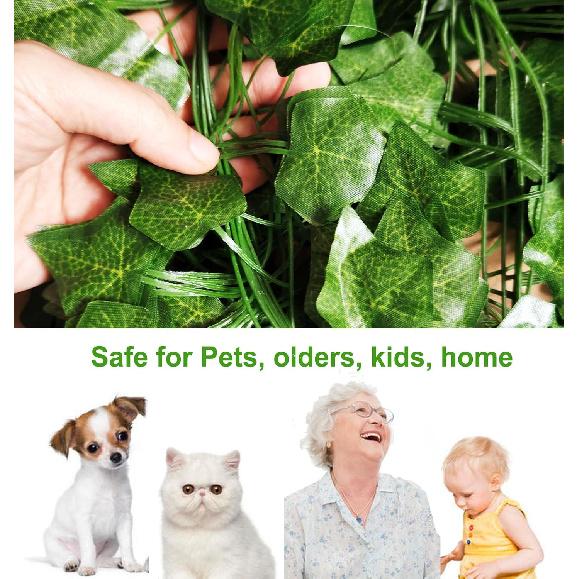 Artificial Ivy Garland, Fake Vines Green Leaves Fake Plants Hanging Vines Plant Greenery Garland for Bedroom Wedding Party Garden Wall Room Decor