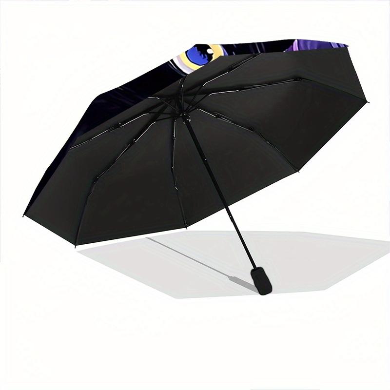 1pc Night Sky Black Cat Automatic Opening and Closing Folding - A Good Choice for Gifts, Fashionable and Convenient Umbrella With Cute Cartoon Ch