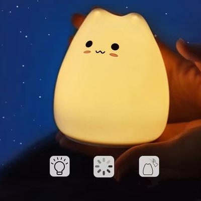 Niedliches Nachtlicht, Katze, Silikon, Tierlicht, Berührungssensor, bunt, für Kinder, Urlaub, Geschenk, Schlafen, kreatives Schlafzimmer, Zuhause