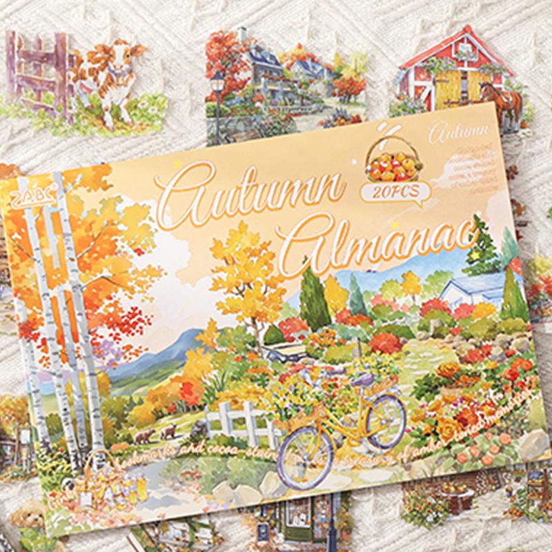 20pcs/pack Four Seasons Scenery Sticker Book Decals for Journal Scrapbooking, Nature Theme DIY Decorations