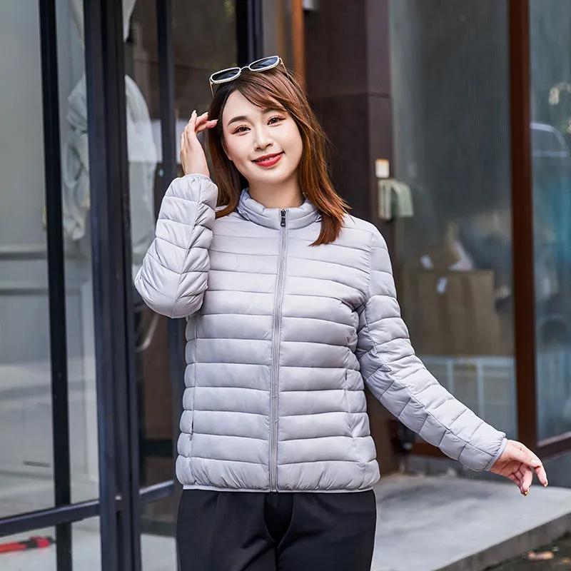 Women's Winter Plus Size Padded Jacket Simple Stand Collar Short-Length Thermal Jacket