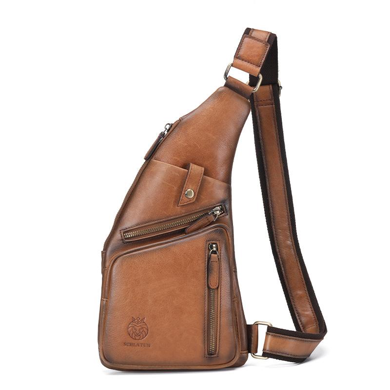 Genuine Leather Crossbody Bag for Men, Retro and High-end Style. Men's Front Crossbody Bag Made of Cowhide