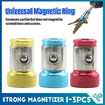 Portapuntas de destornillador con anillo magnético, imán Phillips cruzado de 1/4", adaptador de pieza extraíble con magnetizador potente, destornillador, herramienta eléctrica