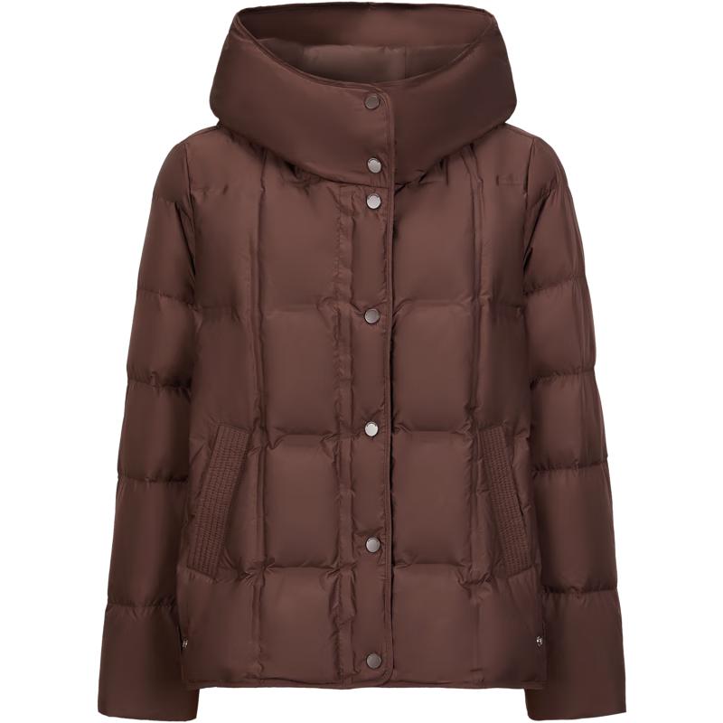 JIU ZI AN NA KOU Women's A-Line Hooded Down Jacket