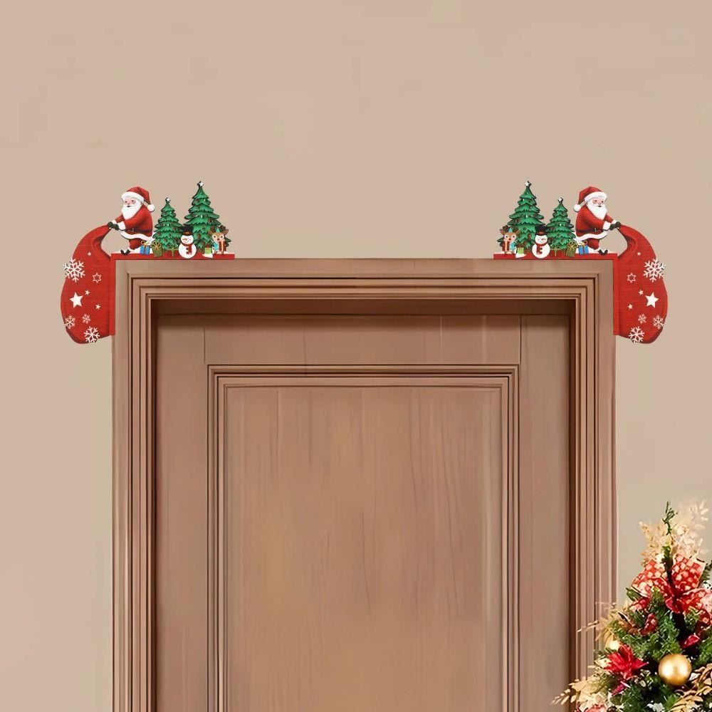 2 Stück Cartoon Weihnachten Tür Eckrahmen Holz Türrahmen Anhänger Atmosphäre Layout