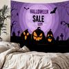 Home bedside room decoration Halloween tapestry, witch skull ghost print hanging cloth, background wall covering