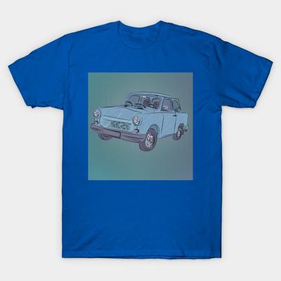 Asian Size Men Black Print T-shirt Trabant No-Cut Heat Transfer Print Cotton Tshirt