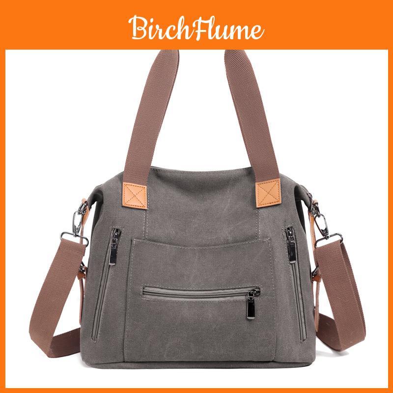 Canvas Tote Bag For Women Large Capacity Shoulder Handbag With Zipper Closure For Travel And Casual Use