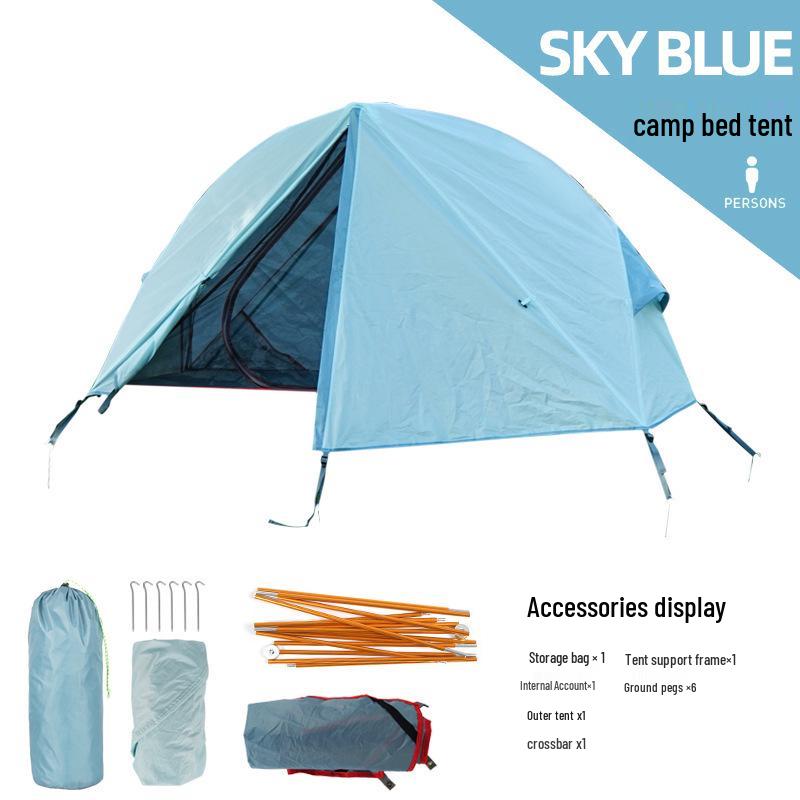 Single Person Off-Ground Camping Tent Bed with Mosquito Net, Windproof & UV Resistant