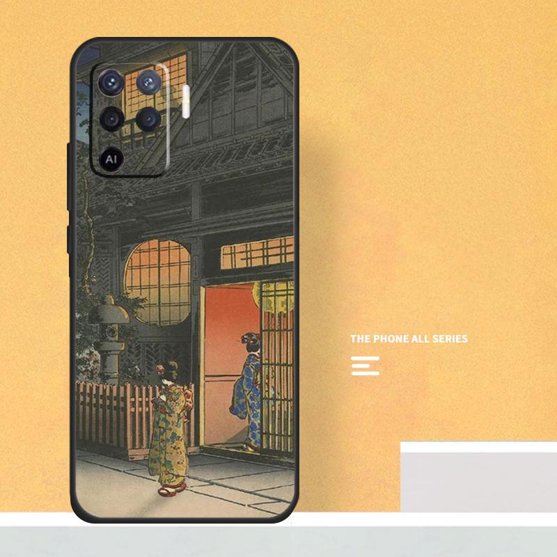 Japanese Style Ukiyo-e Art Case For Oppo A18 A38 A58 A78 A98 A5 Pro A6 A15 A54 A74 A94 A17 A57 A80 A60 A40 A16 A76 A96