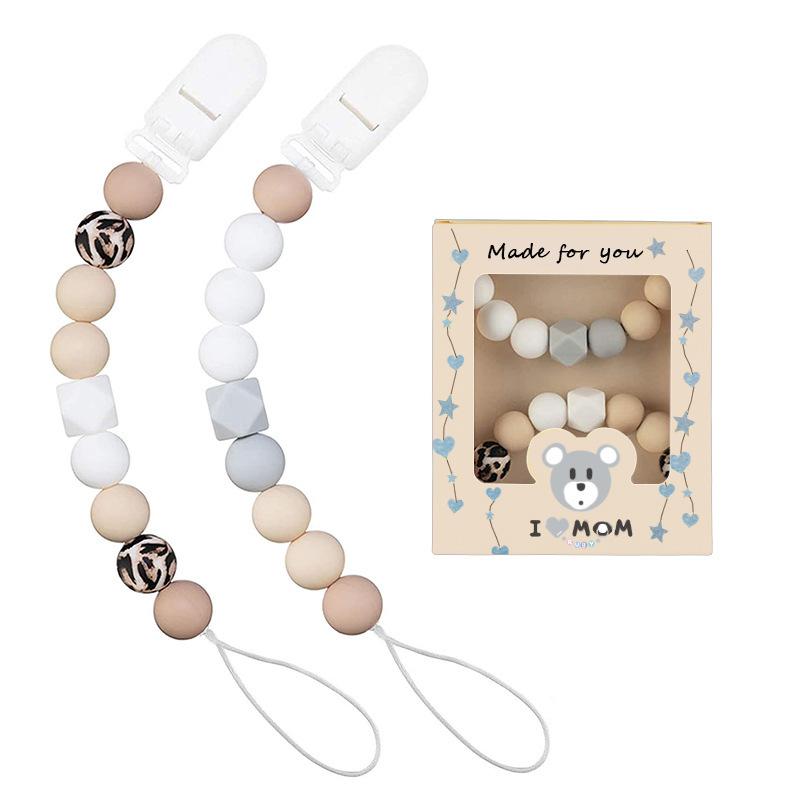 Silicone Pacifier Clips For Baby Boys And Girls One-Piece Beads -Free Holders, Teething Baby Necessities
